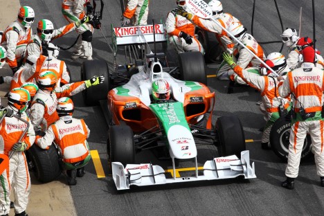 Force India var de mest flittige til at træne pitstop i dag